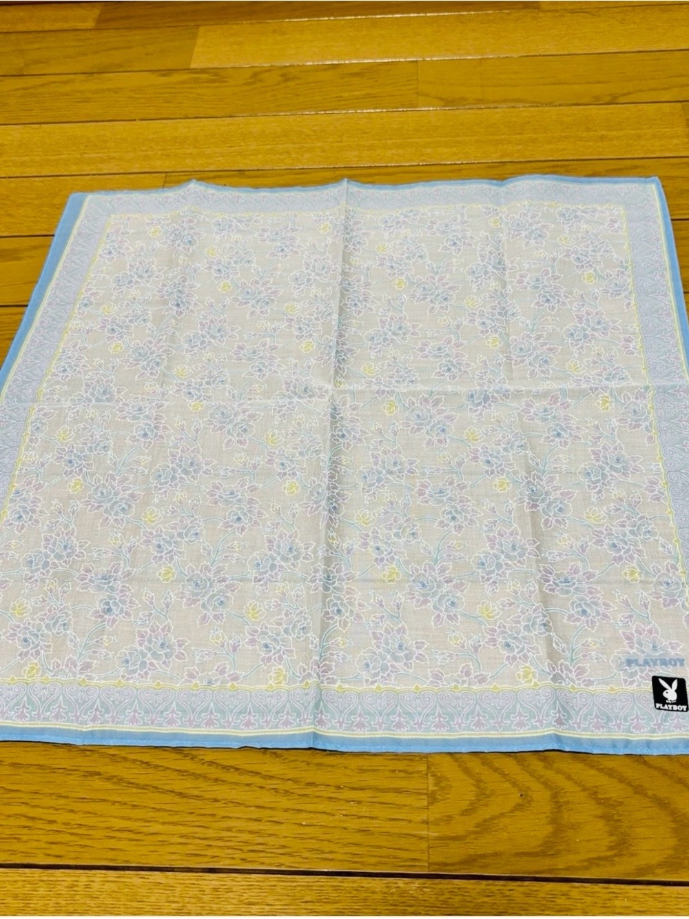 PLAYBOY Pastel Floral Square Multicolor Scarf Handkerchief Bandanna 18” x 18”